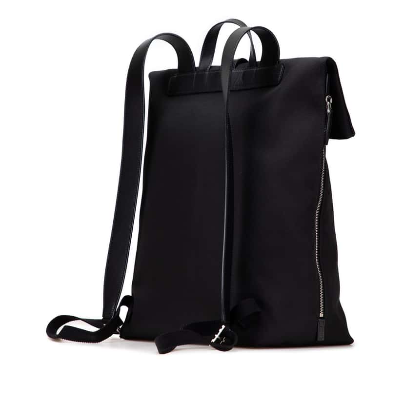 Gucci Canvas Techno Web Fold Over Backpack Black Canvas Good condition - Back View