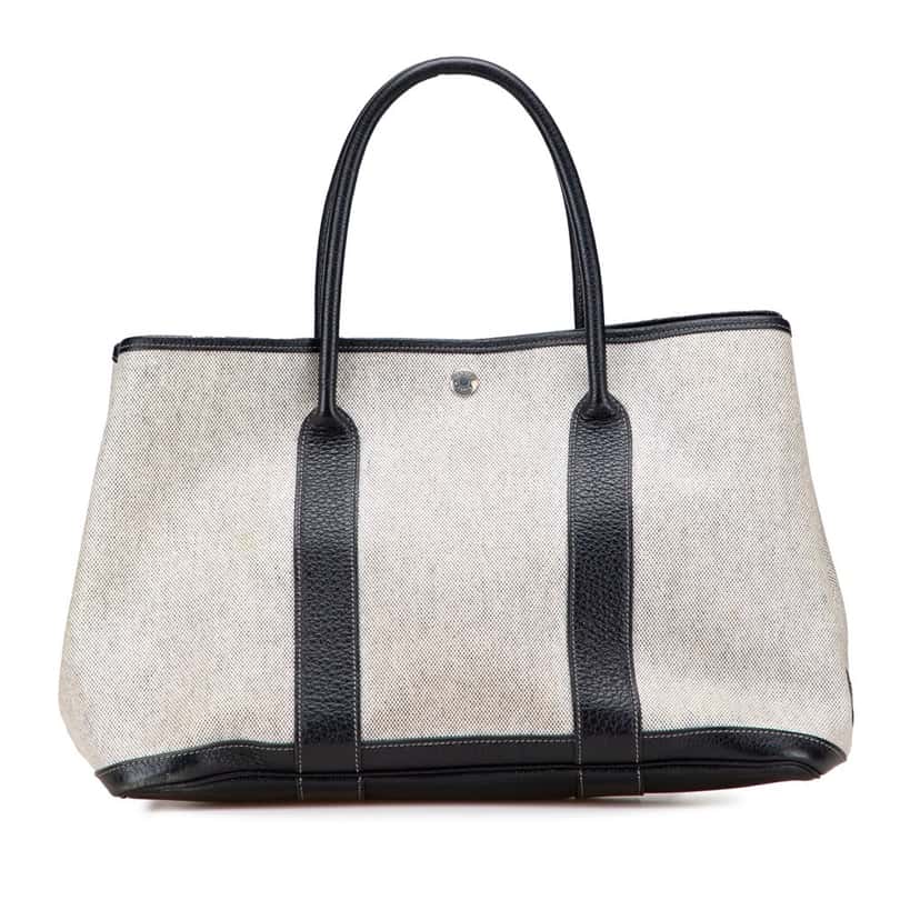 Hermès Toile and Negonda Garden Party 36 Grey Canvas Good condition - Front View