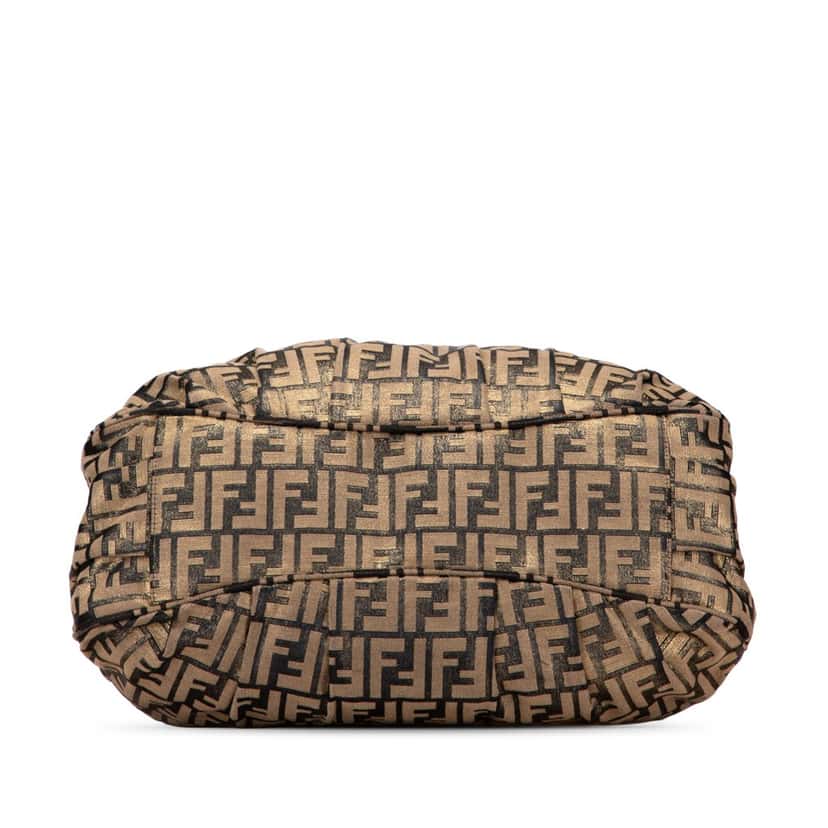 Fendi Large Zucca Metallic Lurex Mia Chain Tote Brown Polyester Good condition - Inside View