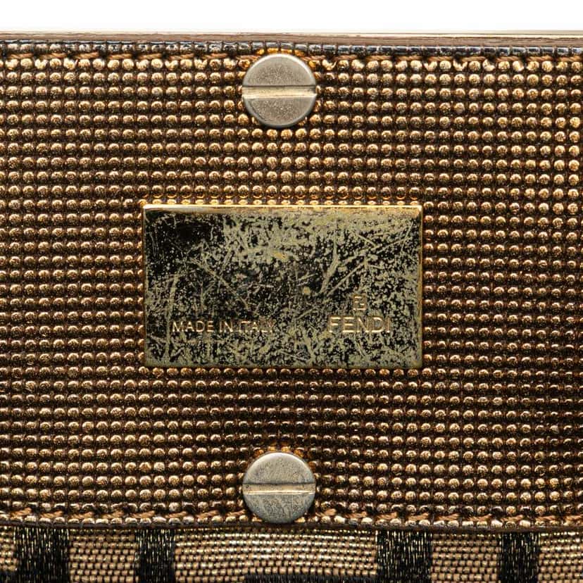 Fendi Large Zucca Metallic Lurex Mia Chain Tote Brown Polyester Good condition - Box View