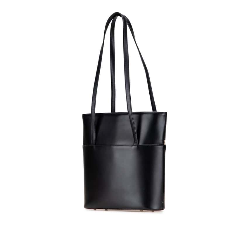 Burberry House Check Trimmed Leather Shoulder Bag Black Leather Good condition - Back View