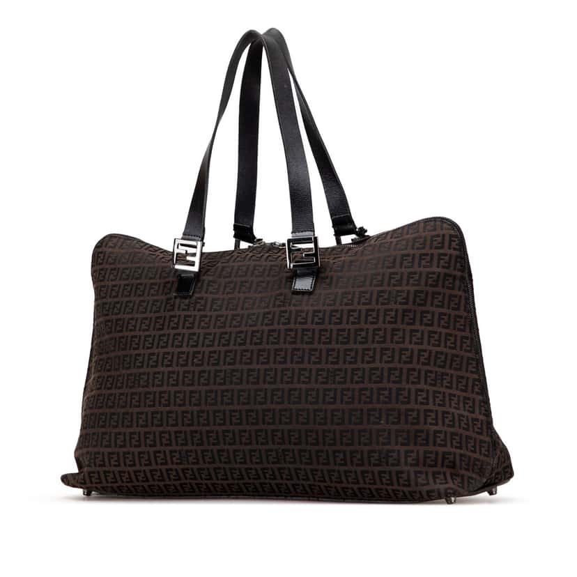 Fendi Zucchino Canvas Travel Bag Brown Canvas Good condition - Back View