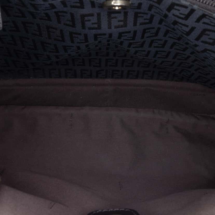 Fendi Zucchino Canvas Shoulder Bag Black Canvas Good condition - Box View