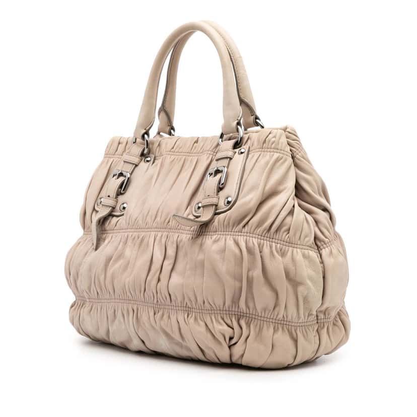 Prada Nappa Gaufre Satchel Brown Leather Good condition - Back View