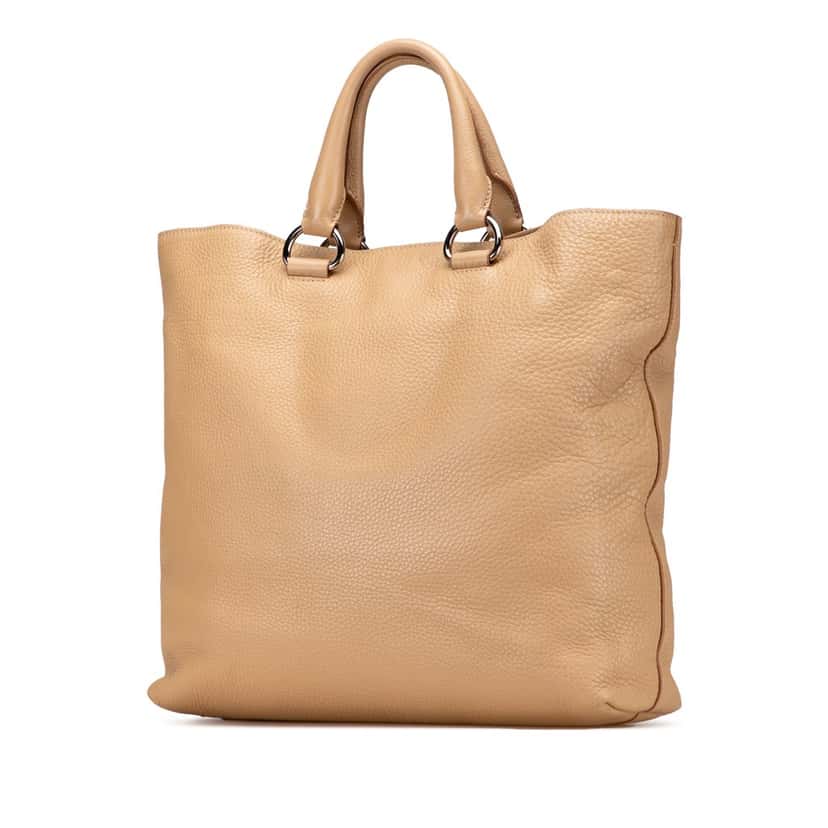 Prada Vitello Daino Open Convertible Tote Brown Leather Good condition - Back View