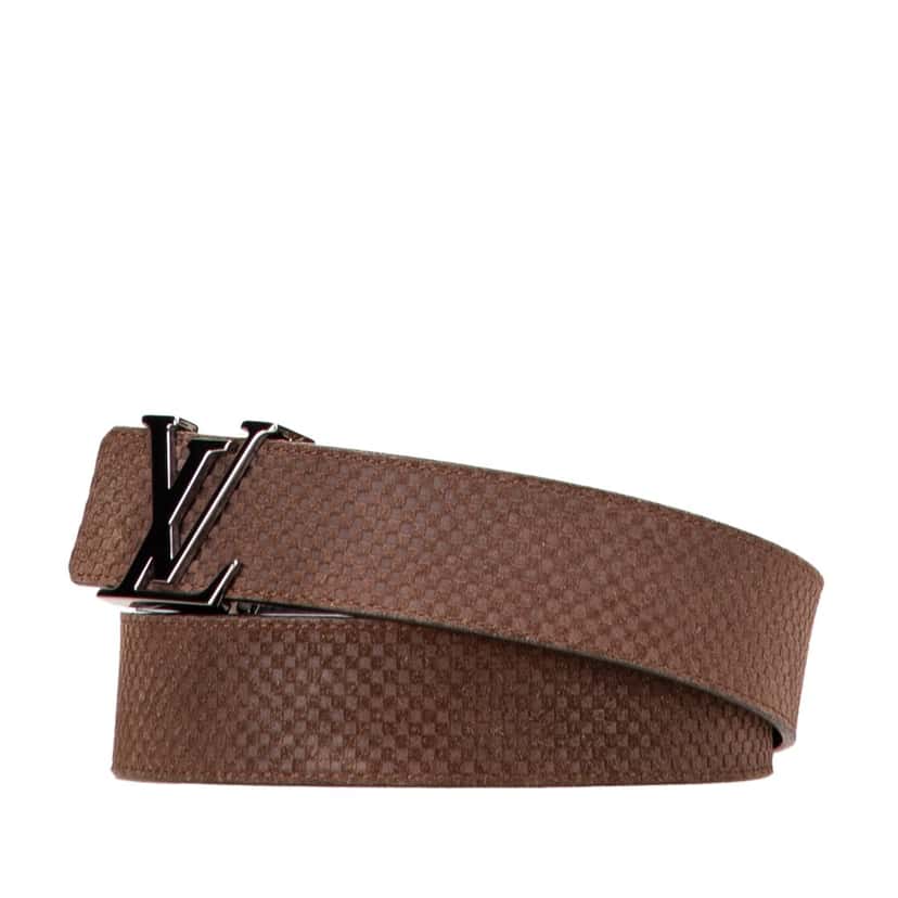 Louis Vuitton Mini Damier Suede Reversible Initiales Belt Brown Leather Good condition - Back View