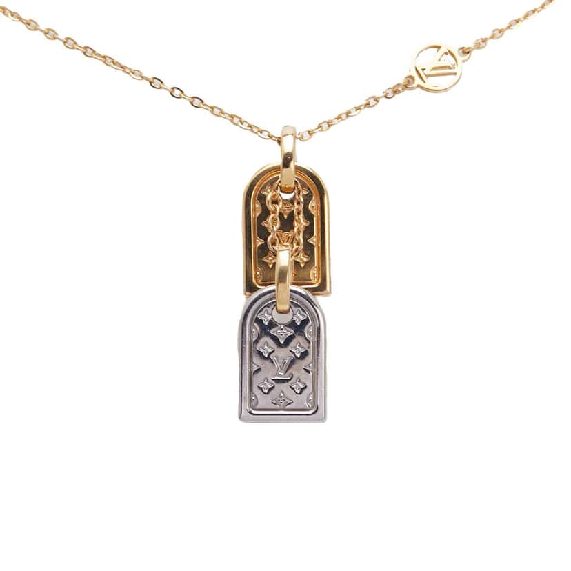 Louis Vuitton Gold Plated Nanogram Pendant Necklace Gold Metal Good condition - Front View