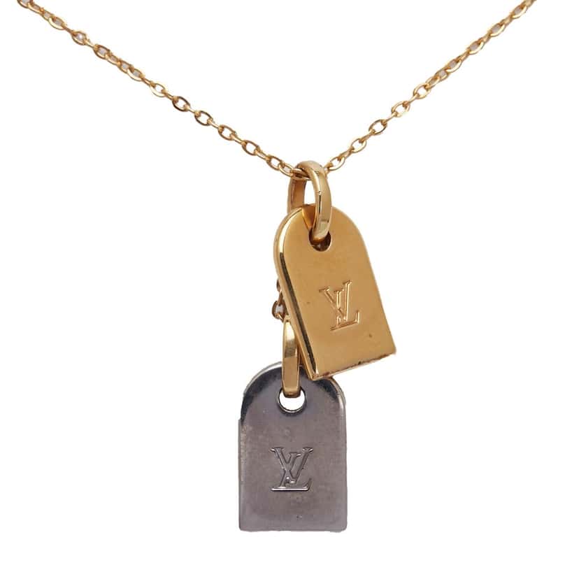 Louis Vuitton Gold Plated Nanogram Pendant Necklace Gold Metal Good condition - Back View