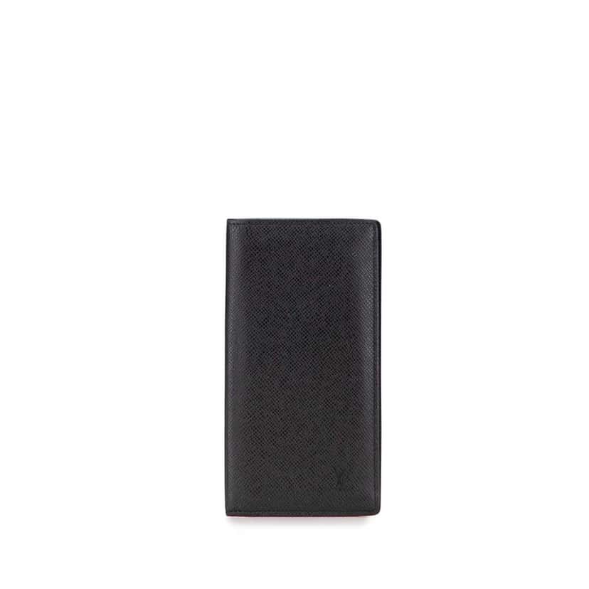 Louis Vuitton Taiga Brazza Wallet Black Leather Good condition - Front View