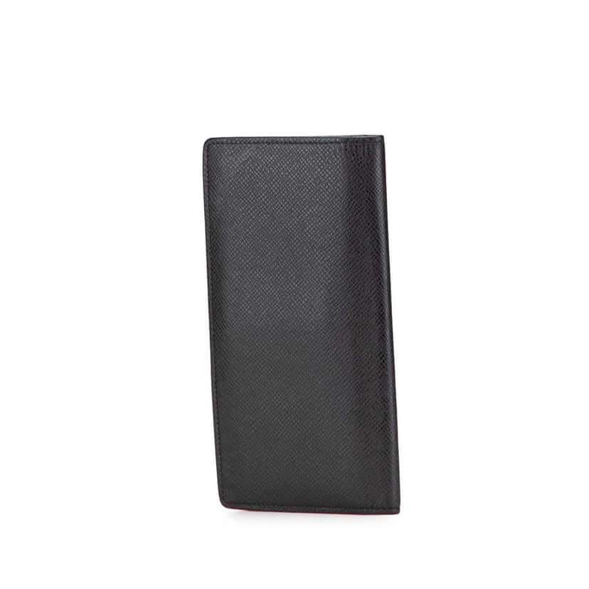 Louis Vuitton Taiga Brazza Wallet Black Leather Good condition - Back View