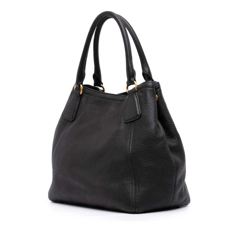 Prada Vitello Daino Open Convertible Tote Black Leather Good condition - Back View