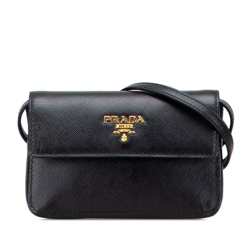 Prada Saffiano Crossbody Black Leather Good condition - Front View