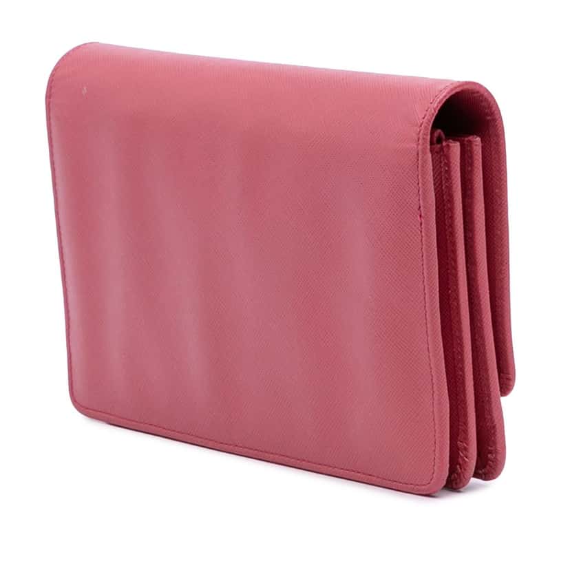 Prada Saffiano Wallet on Strap Pink Leather Good condition - Back View