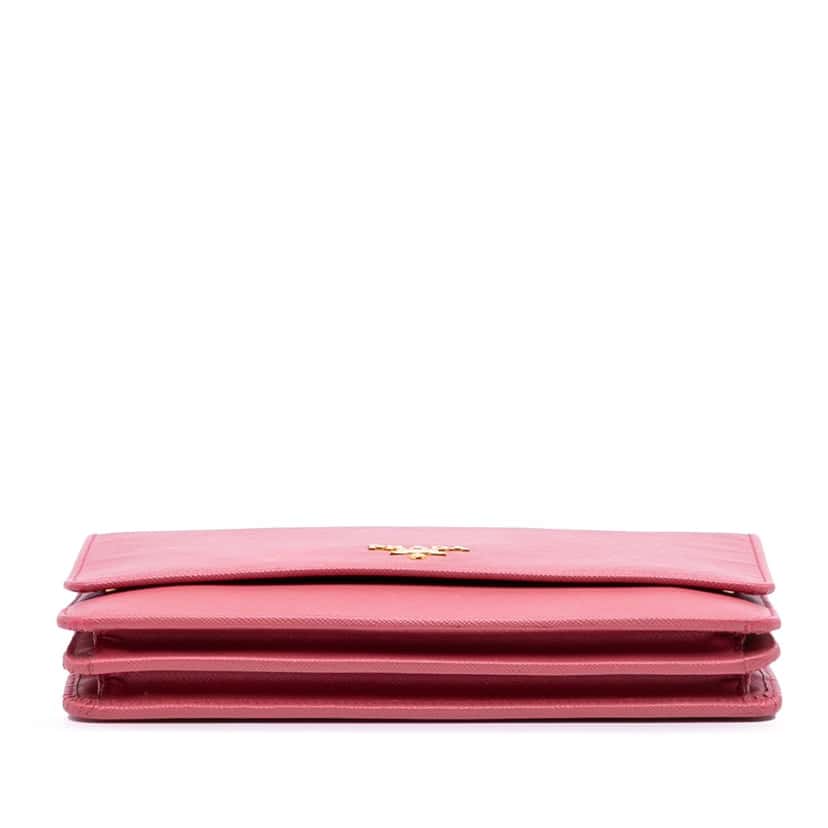 Prada Saffiano Wallet on Strap Pink Leather Good condition - Inside View