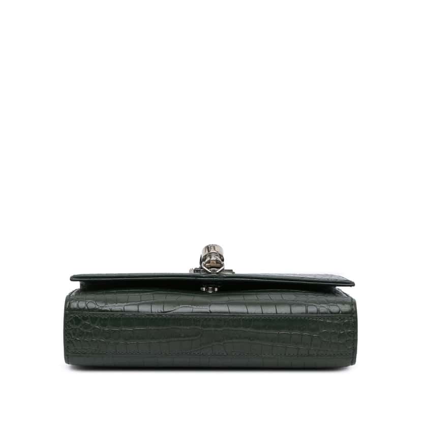 Saint Laurent Medium Croc Embossed Leather Kate Tassel Crossbody Green Leather Good condition - Inside View