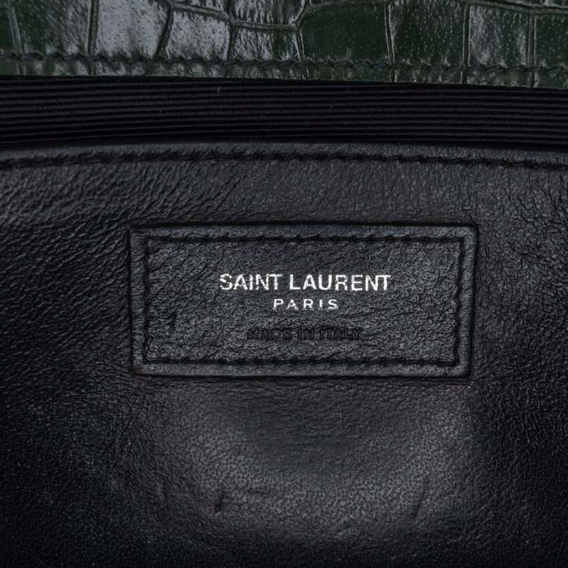Saint Laurent Medium Croc Embossed Leather Kate Tassel Crossbody Green Leather Good condition - Box View