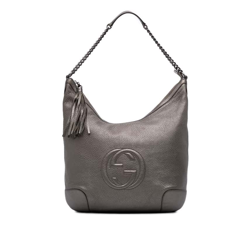 Gucci Metallic Leather Soho Shoulder Bag Silver Leather Good condition - Front View