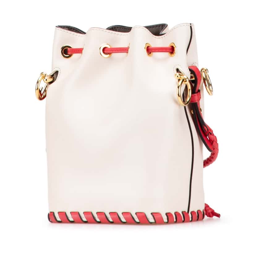 Fendi Mini Leather Whipstitch Mon Tresor Bucket Bag Brown Leather Good condition - Back View