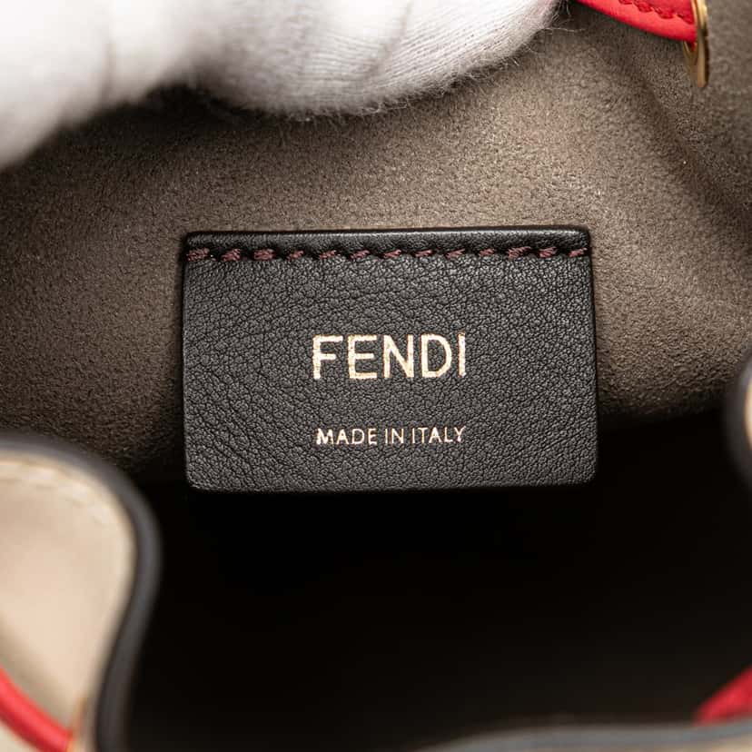 Fendi Mini Leather Whipstitch Mon Tresor Bucket Bag Brown Leather Good condition - Box View