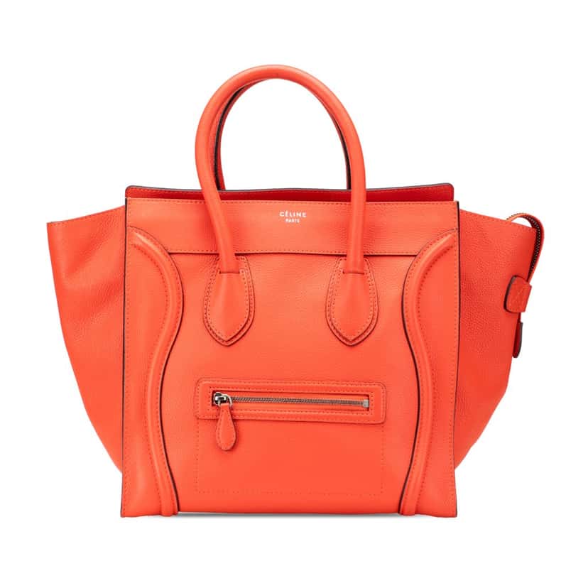 Celine Mini Leather Luggage Tote Orange Leather Good condition - Front View