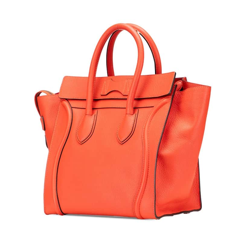 Celine Mini Leather Luggage Tote Orange Leather Good condition - Back View