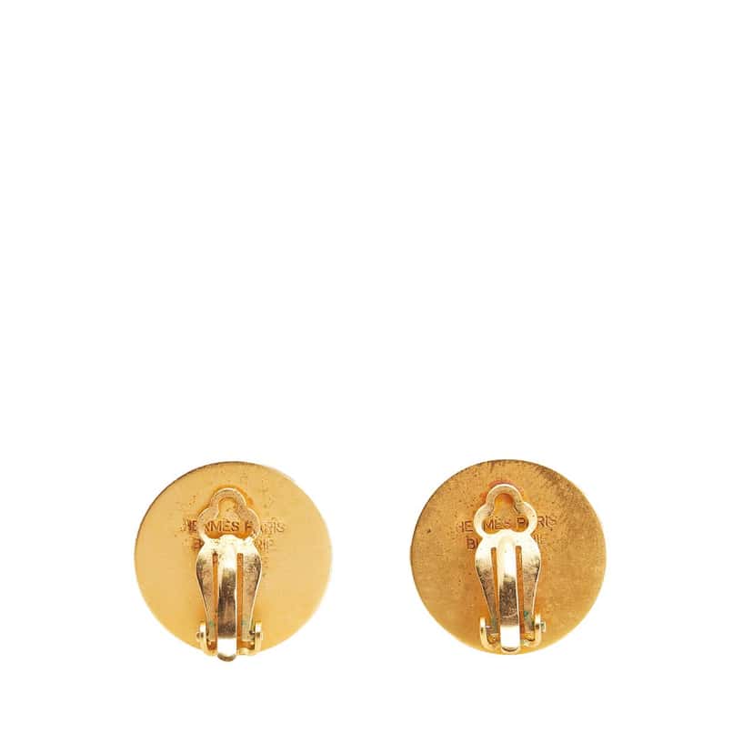 Hermès Gold Plated Clou de Selle Clip-on Earrings Gold Metal Good condition - Back View