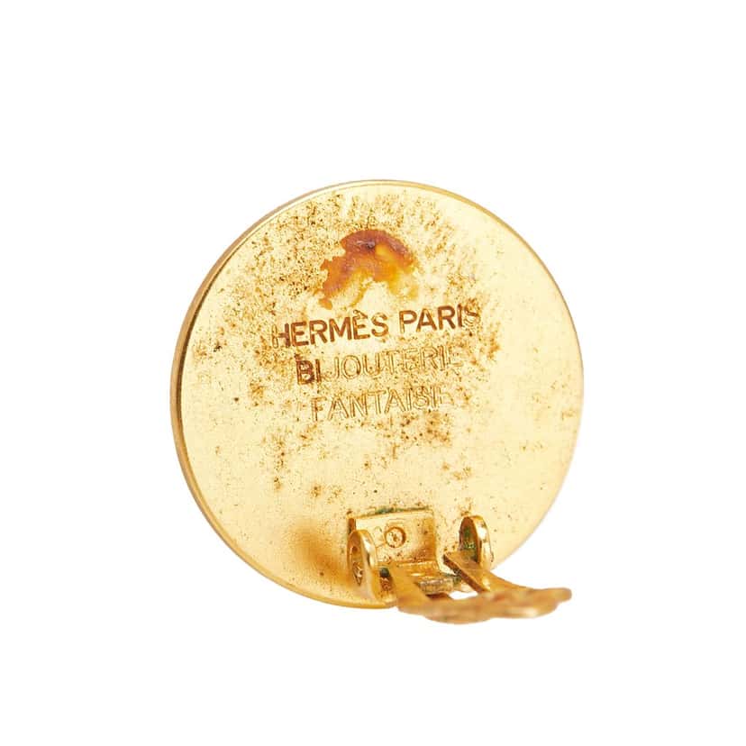 Hermès Gold Plated Clou de Selle Clip-on Earrings Gold Metal Good condition - Inside View