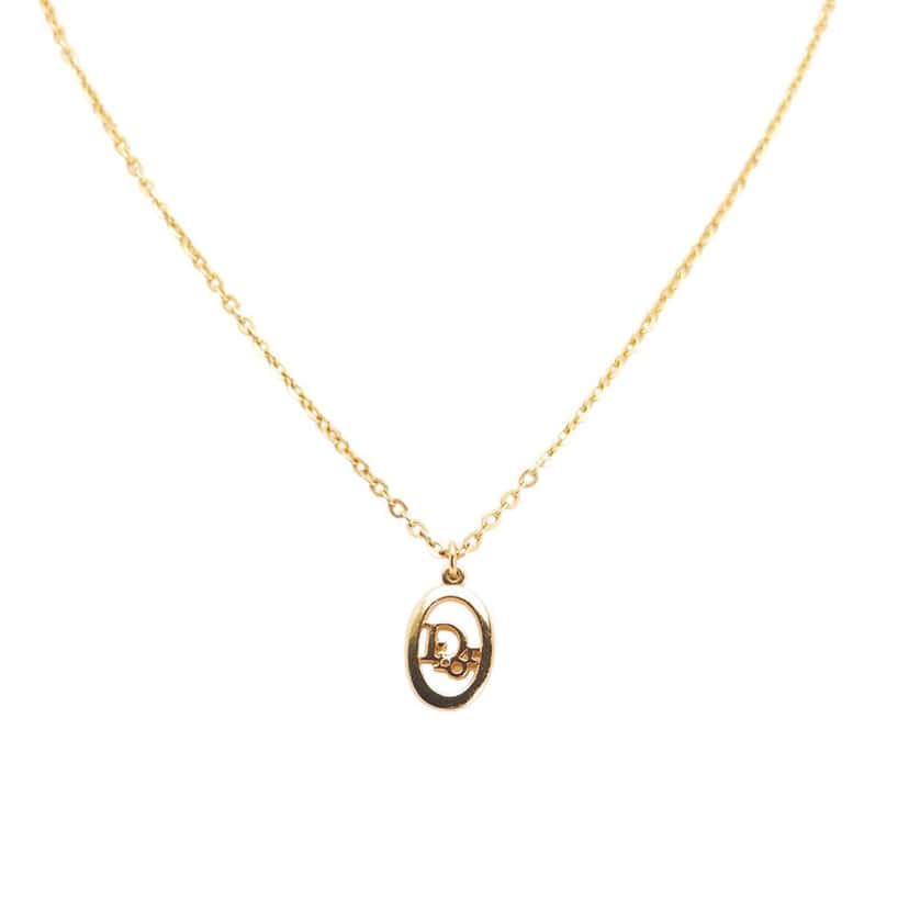 Dior Gold Plated CD Logo Pendant Necklace Gold Metal Good condition - Front View