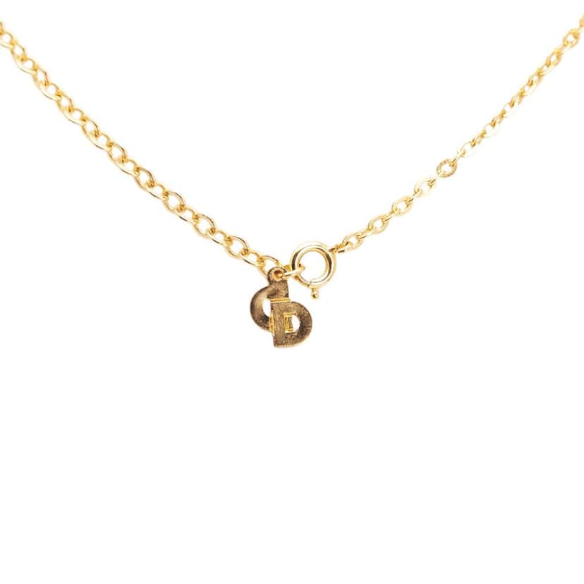 Dior Gold Plated CD Logo Pendant Necklace Gold Metal Good condition - Back View