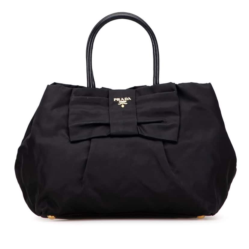 Prada Tessuto Fiocco Bow Handbag Black Good condition - Front View