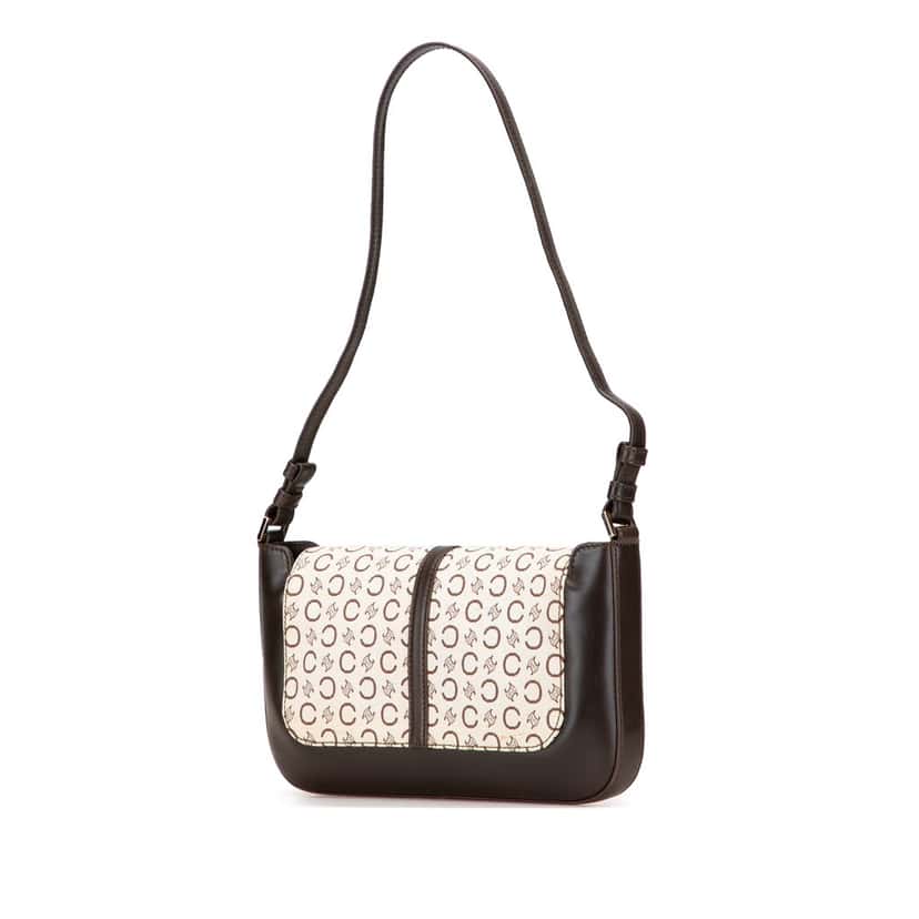 Celine C Macadam Canvas and Leather Shoulder Bag Brown Canvas Good condition - Back View