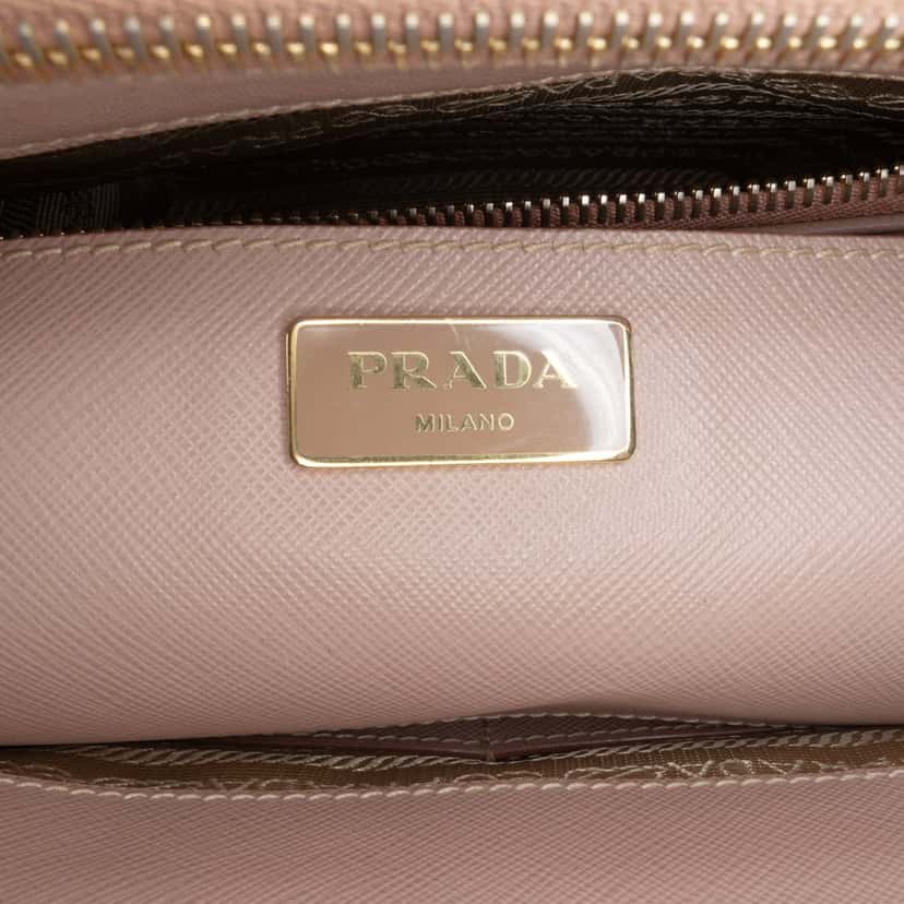 Prada Saffiano Lux Galleria Double Zip Front Pocket Satchel Pink Leather Good condition - Box View