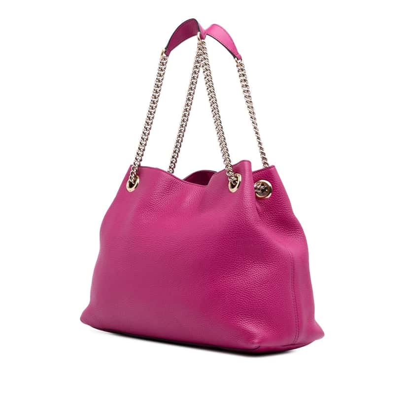 Gucci Medium Leather Soho Chain Tote Purple Leather Good condition - Back View