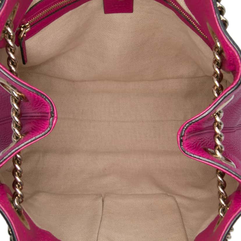Gucci Medium Leather Soho Chain Tote Purple Leather Good condition - Model View