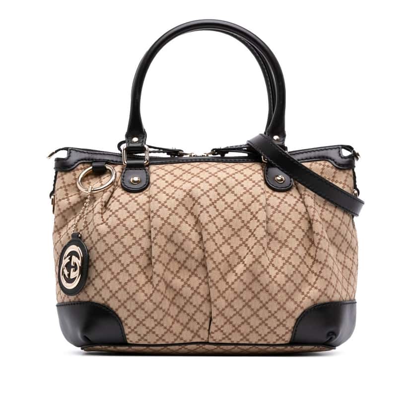 Gucci Diamante Canvas Sukey Satchel Brown Canvas Good condition - Front View
