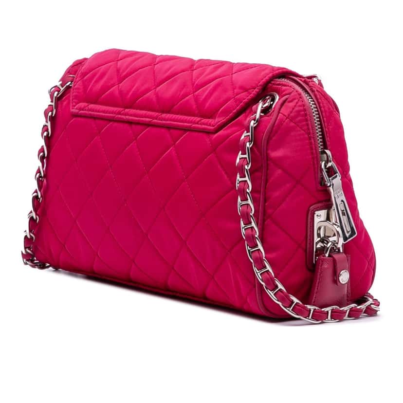 Prada Impuntu Tessuto Chain Crossbody Pink Good condition - Back View