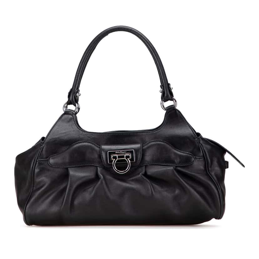 Salvatore Ferragamo Leather Gancini Shoulder Bag Black Leather Good condition - Front View