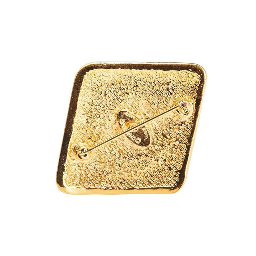 Chanel CC Gold Plated Diamond Brooch Gold Metal Good condition - Back View
