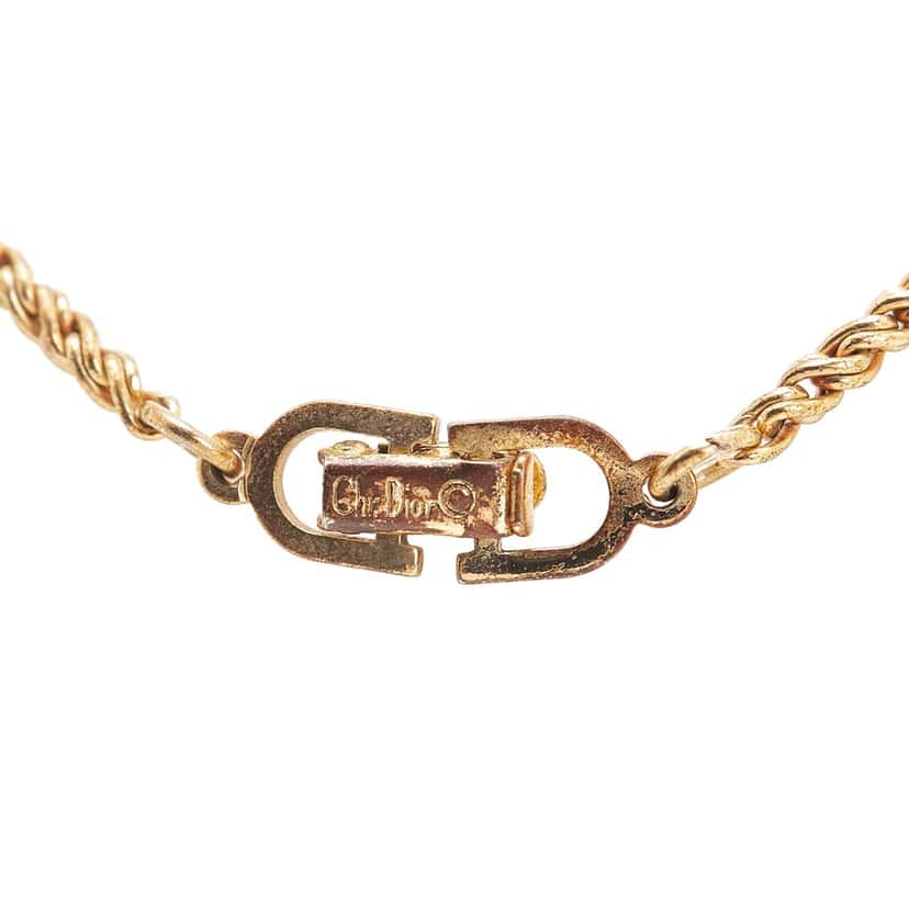 Dior Gold Plated Logo Chain Necklace Gold Metal Good condition - Back View