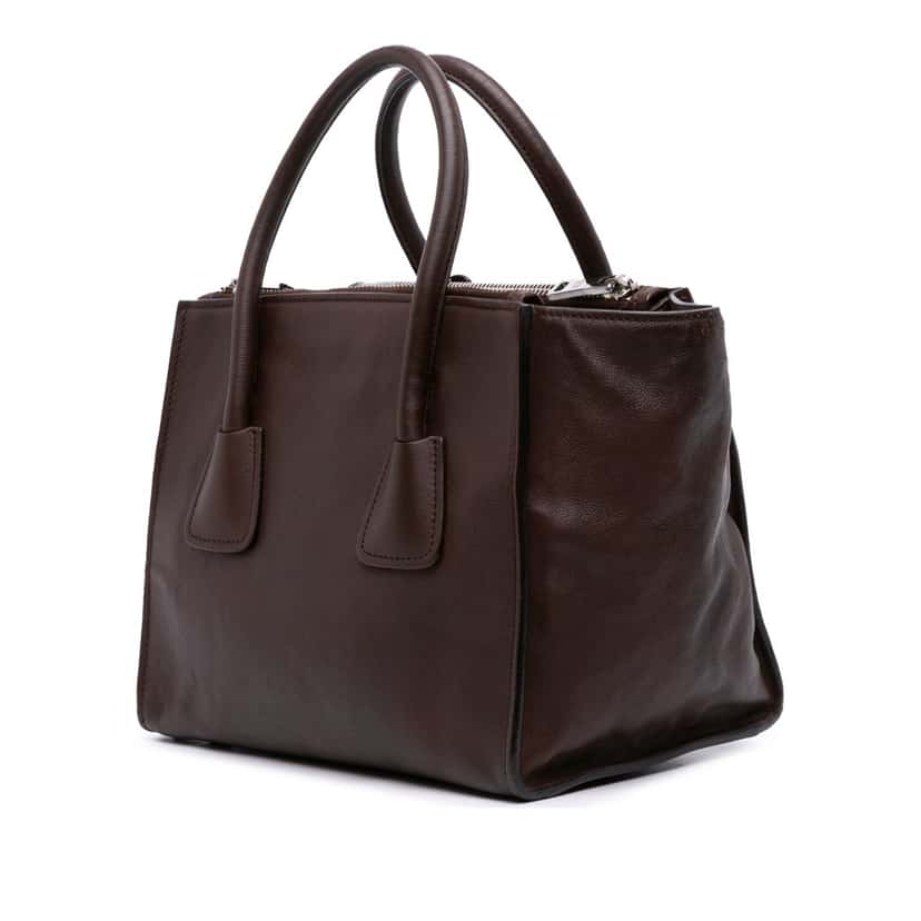 Prada Glace Calf Twin Pocket Satchel Brown Leather Good condition - Back View