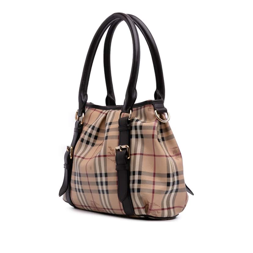 Burberry Haymarket Check Coated Canvas Satchel Brown Canvas Good condition - Back View