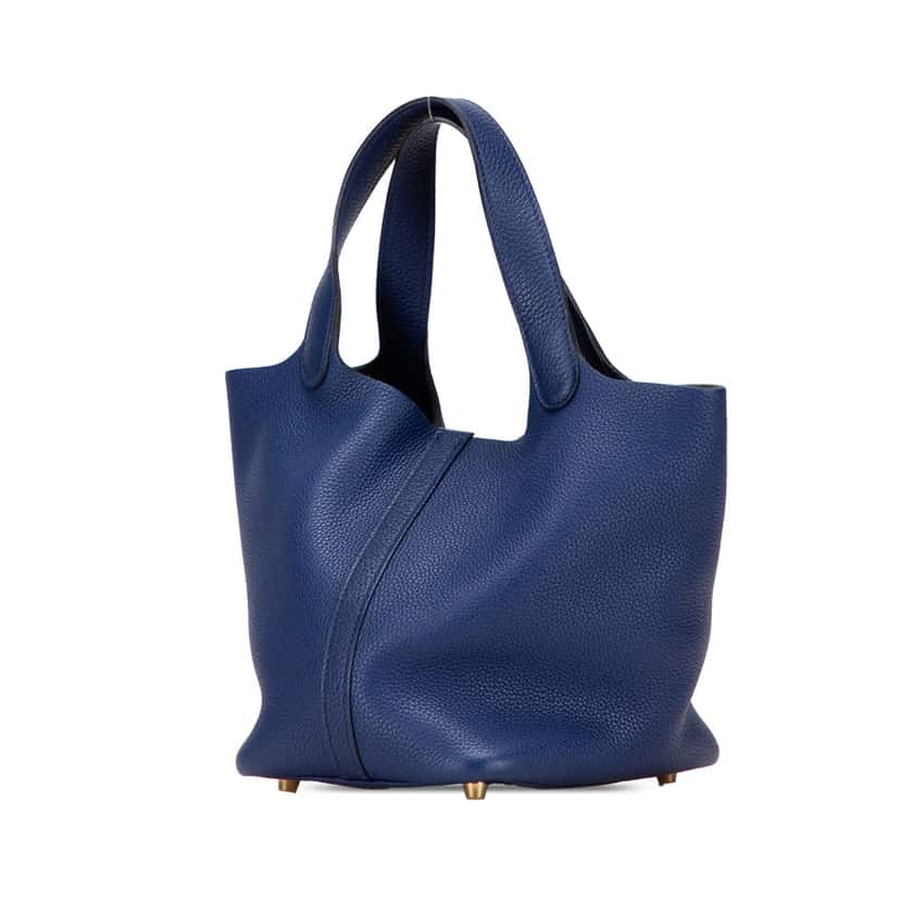 Hermès Clemence Picotin Lock 18 Blue Leather Good condition - Back View