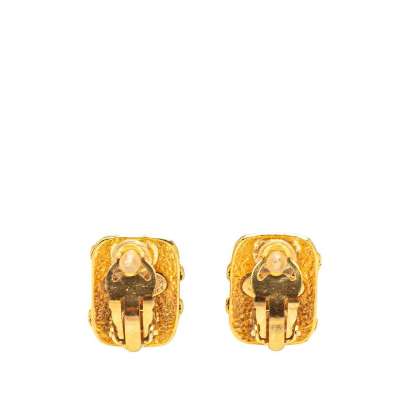 Chanel Gold Plated CC Clip On Earrings Gold Metal Good condition - Back View