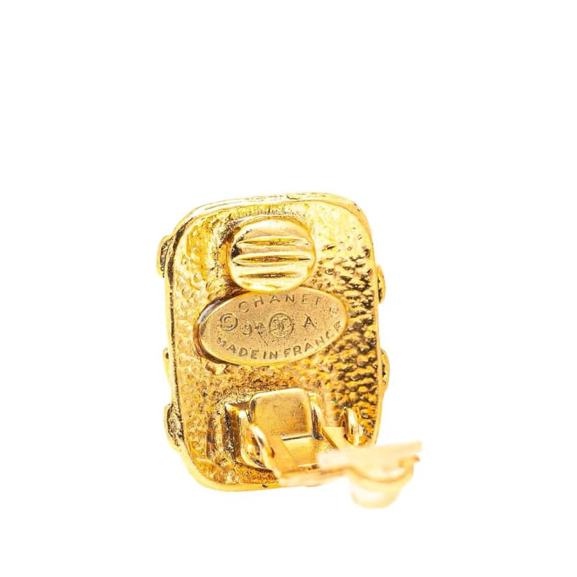 Chanel Gold Plated CC Clip On Earrings Gold Metal Good condition - Inside View