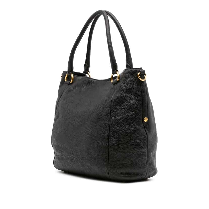 Prada Vitello Daino Open Convertible Tote Black Leather Good condition - Back View
