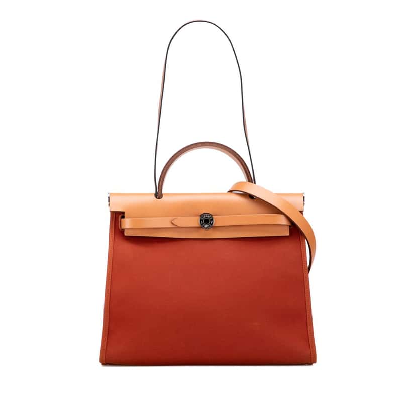 Hermès Toile Herbag Zip 31 Orange Canvas Good condition - Front View