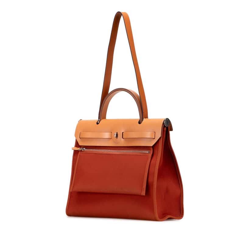 Hermès Toile Herbag Zip 31 Orange Canvas Good condition - Back View