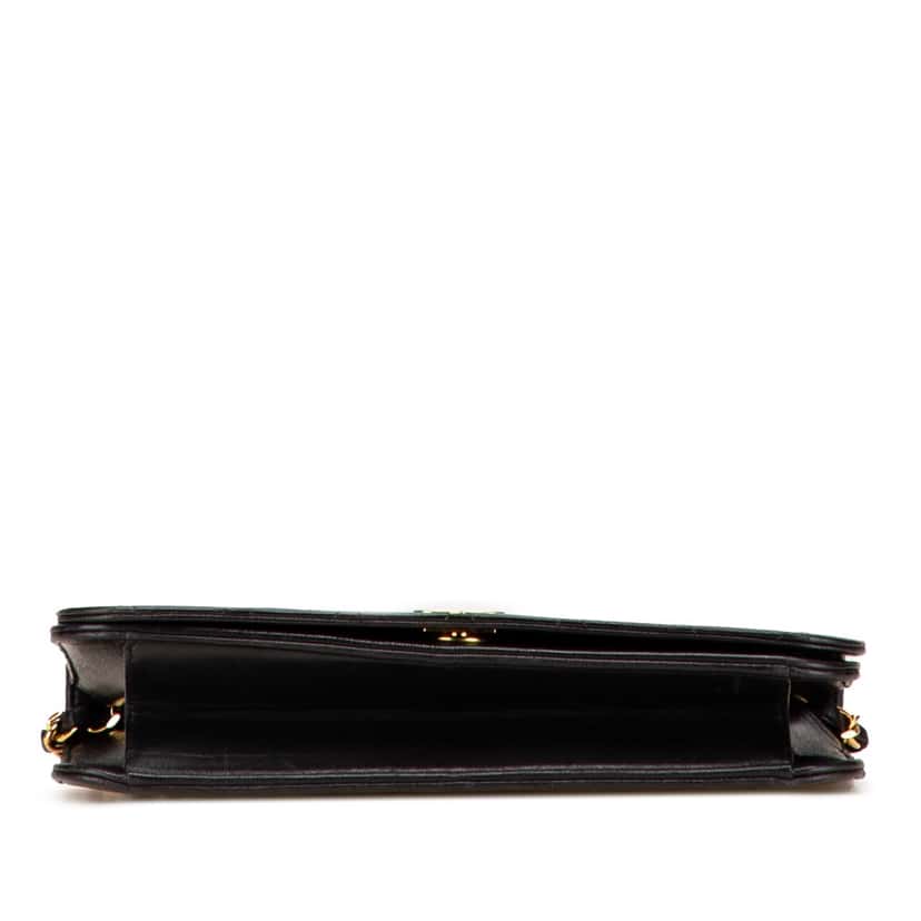 Chanel CC Quilted Lambskin Full Single Flap Black Leather Good condition - Inside View