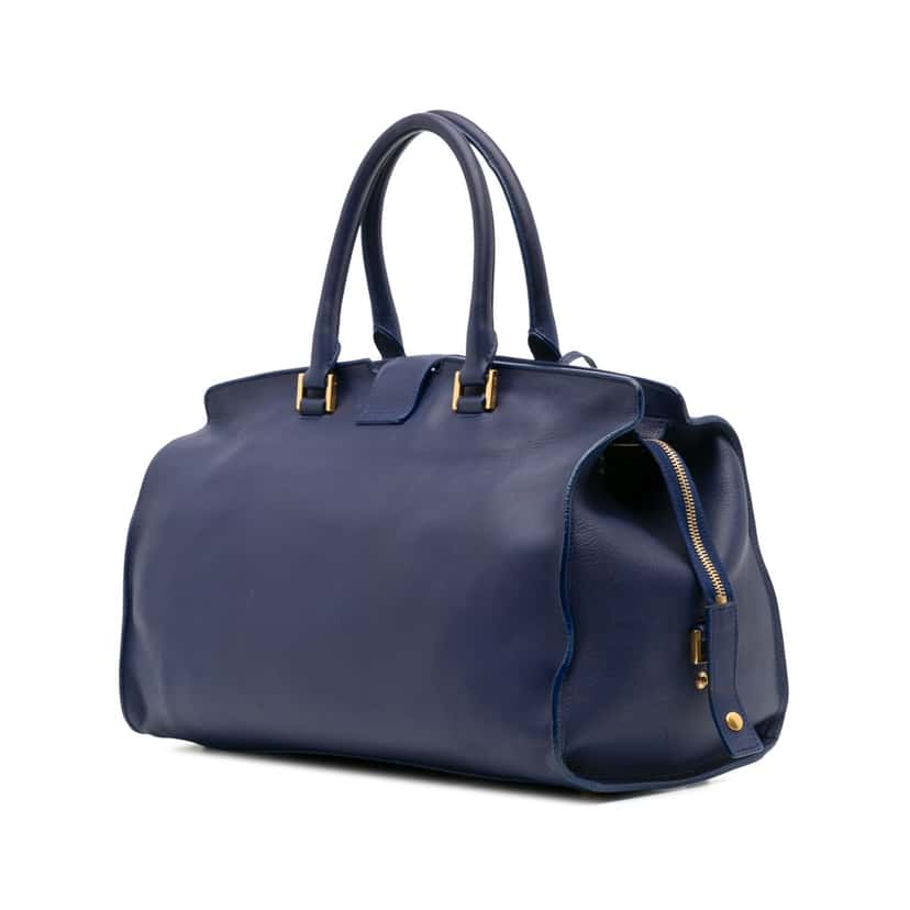 Saint Laurent Medium Leather Classic Y Cabas Satchel Blue Leather Good condition - Back View