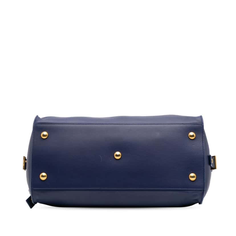 Saint Laurent Medium Leather Classic Y Cabas Satchel Blue Leather Good condition - Inside View
